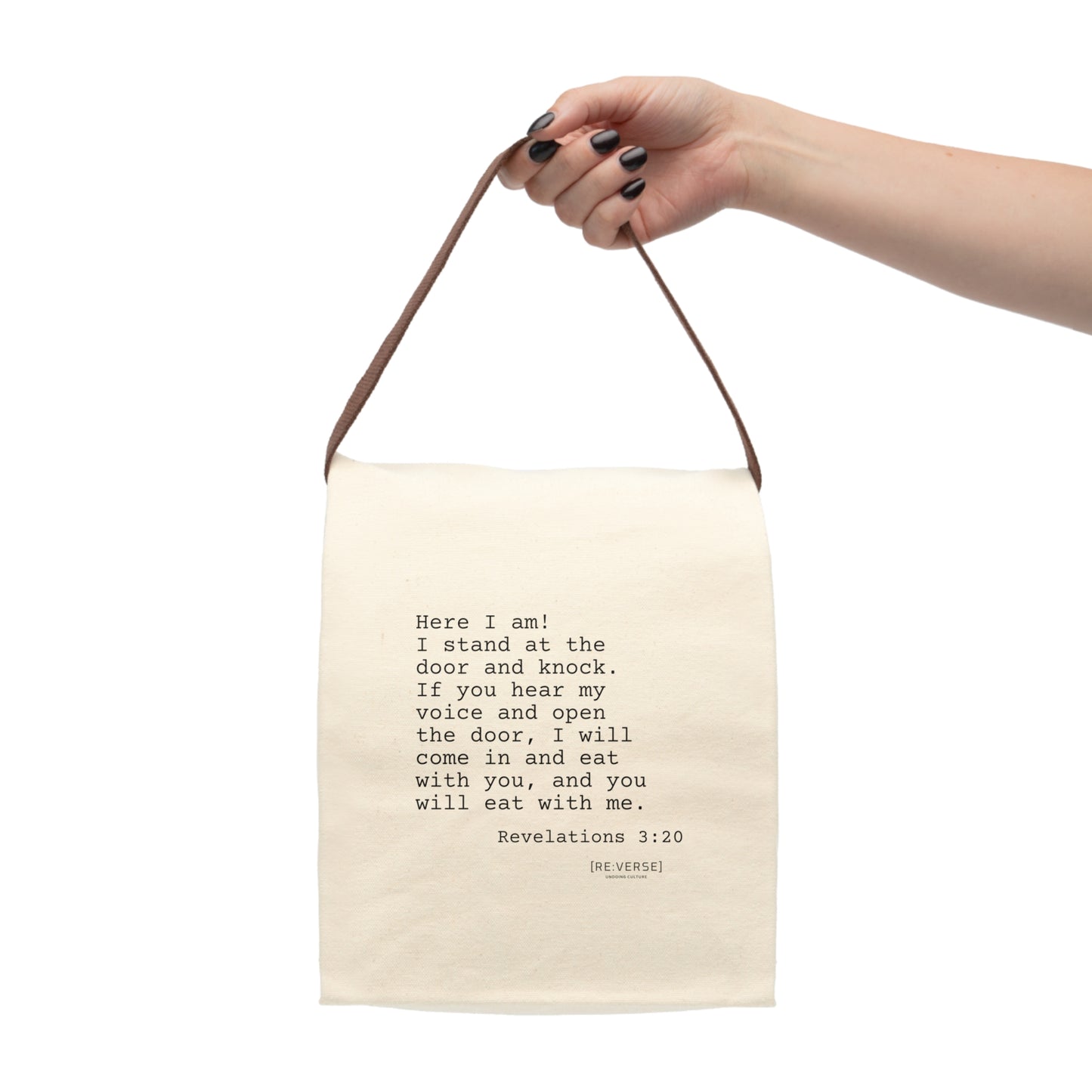 RE:VERSE Canvas Lunch Bag With Strap - Revelation 3:20